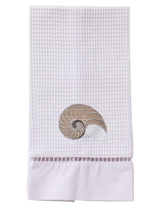 Guest Towel, Waffle Weave, Striped Nautilus (Beige)