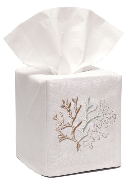 Tissue Box Cover, Coral (Beige)