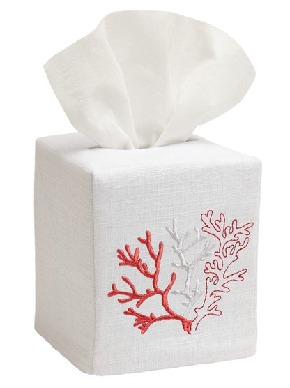 Tissue Box Cover, Embroidered Shell Collection