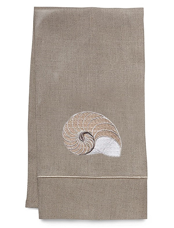 Guest Towel, Natural Linen, Striped Nautilus (Beige)