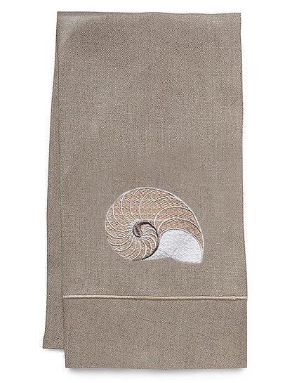 Guest Towel, Natural Linen, Striped Nautilus (Beige)
