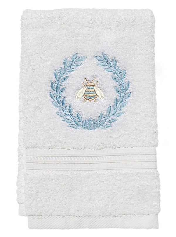 Guest Towel, Terry, Napoleon Bee Wreath (Duck Egg Blue)