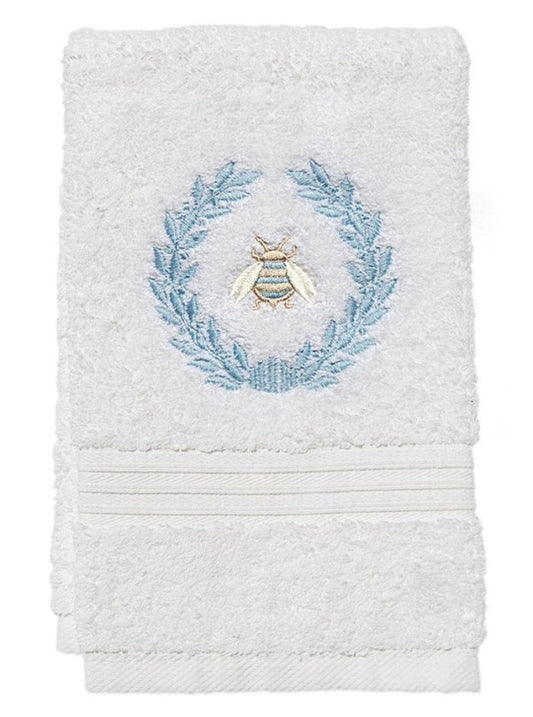 Guest Towel, Terry, Napoleon Bee Wreath (Duck Egg Blue)
