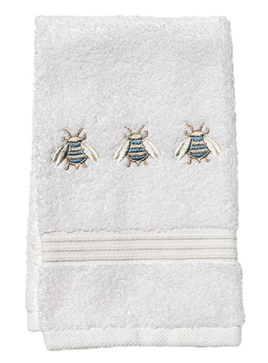 Guest Towel, Terry, Three Napoleon Bees (Duck Egg Blue)