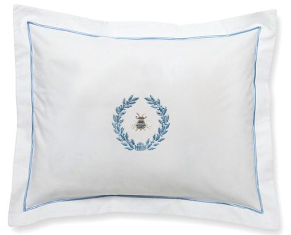 Boudoir Pillow Cover, Napoleon Bee Wreath (Duck Egg Blue)