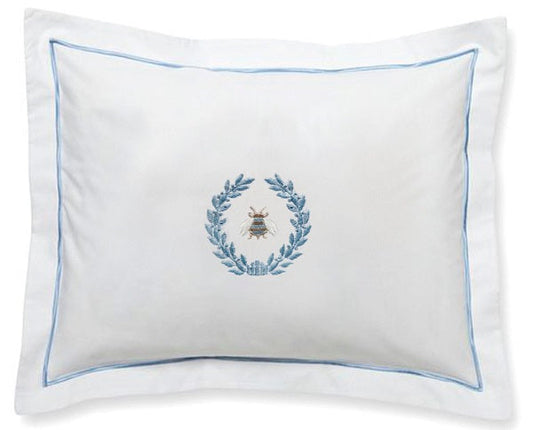 Boudoir Pillow Cover, Napoleon Bee Wreath (Duck Egg Blue)