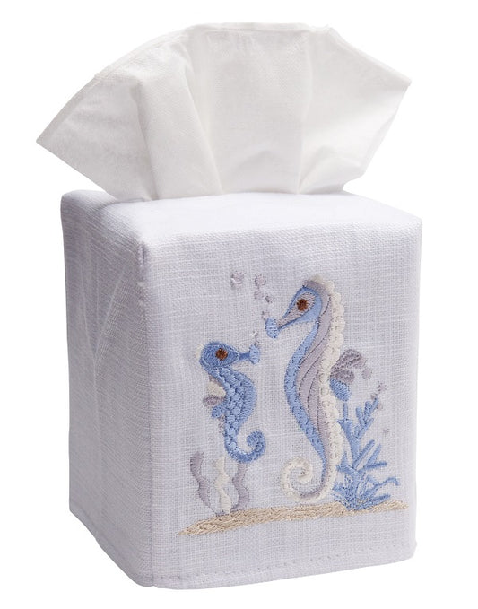Tissue Box Cover, Seahorse & Baby (Duck Egg Blue)