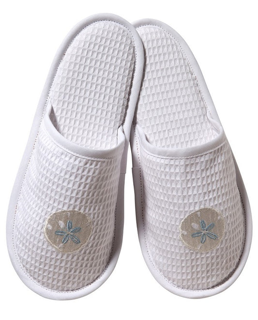 Slippers, Waffle Weave, Sand Dollar (Duck Egg Blue)