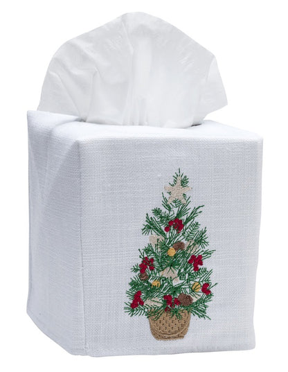 Tissue Box Cover, Christmas Tree in Basket