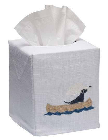 Tissue Box Cover, Dog in Boat