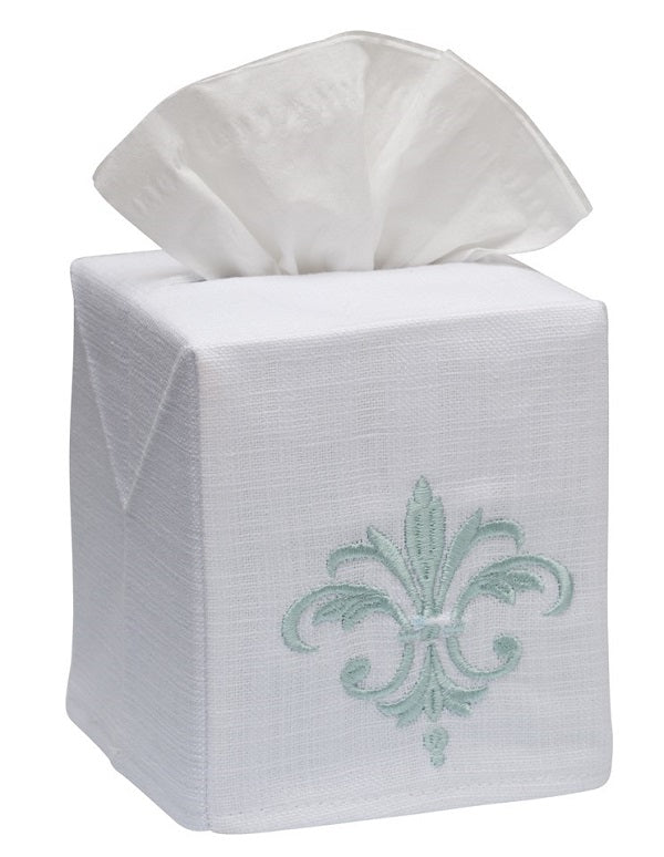 Tissue Box Cover, Fleur de France (Aqua)