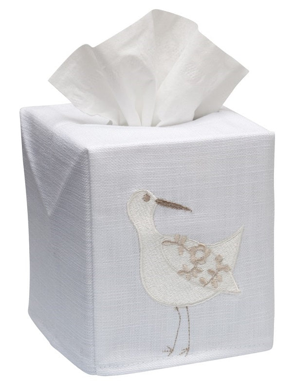 Tissue Box Cover, Sandpiper (White, Cream)