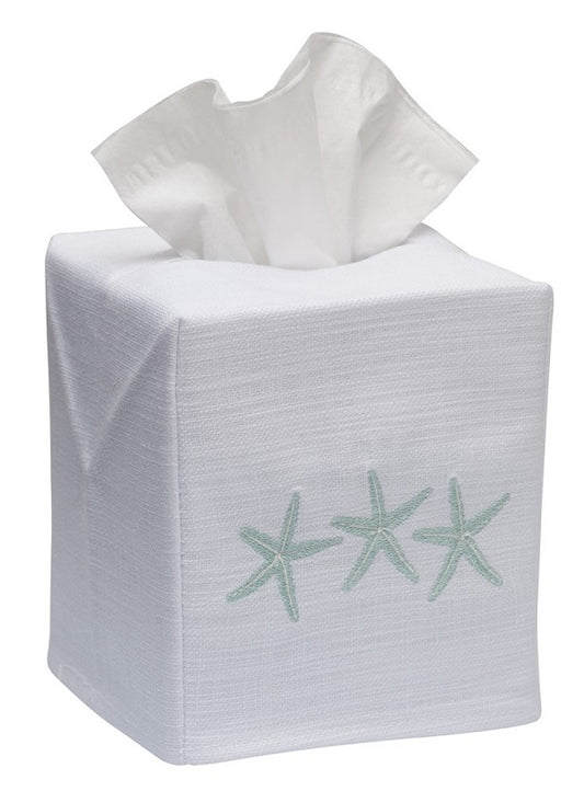 Tissue Box Cover, Three Starfish (Aqua)