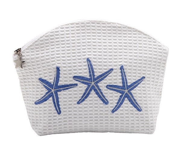 Cosmetic Bag (Medium), Three Starfish (Blue)