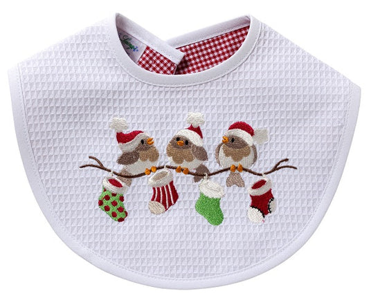 Bib, Christmas Birds on Branch