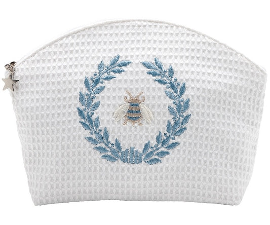 Cosmetic Bag (Medium), Napoleon Bee Wreath (Duck Egg Blue)