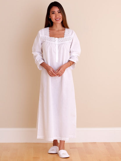 Susan White Cotton Nightgown