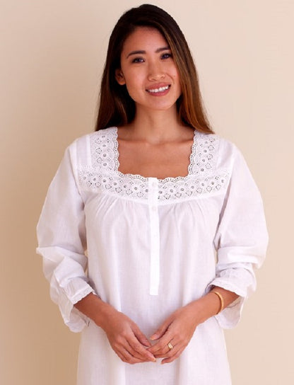 Susan White Cotton Nightgown