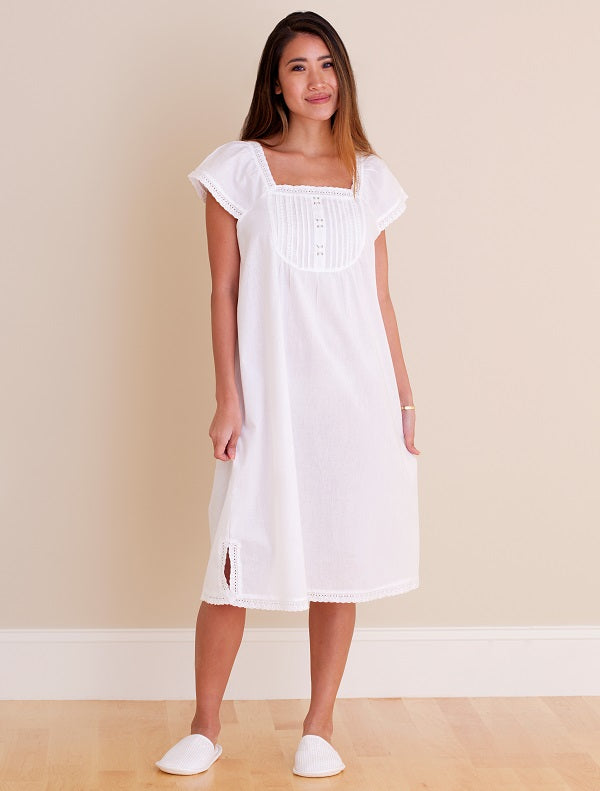 Emma White Cotton Nightgown