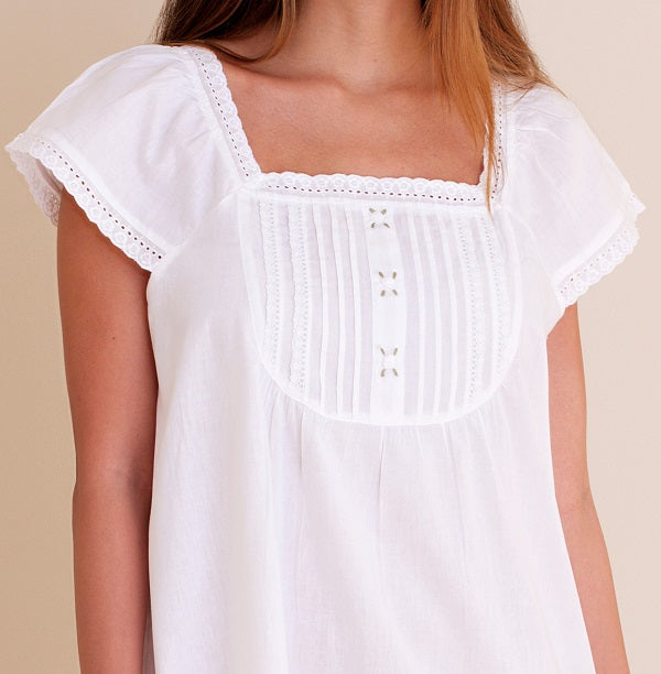 Emma White Cotton Nightgown