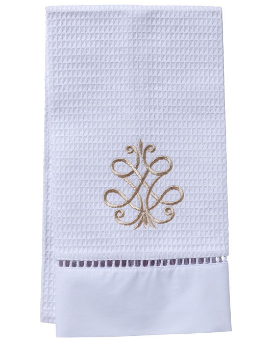 Guest Towel, Waffle Weave, French Scroll (Beige)