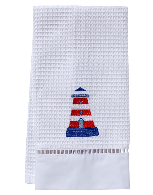 Guest Towel, Waffle Weave, Lighthouse (Red/White)