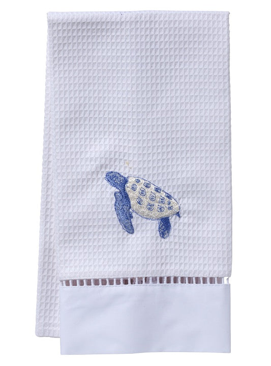Guest Towel, Waffle Weave, Sea Turtle (Blue)
