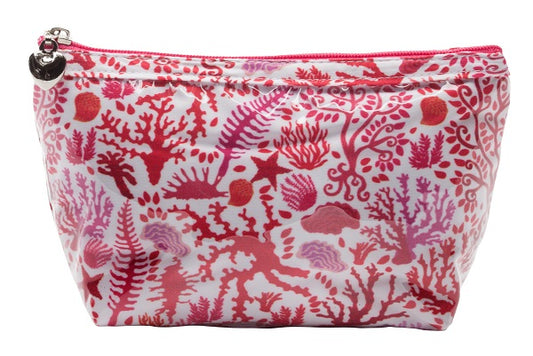 Cosmetic Bag (Small), Seashells (Coral)