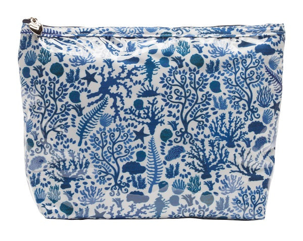 Cosmetic Bag (Medium), Seashells (Blue)