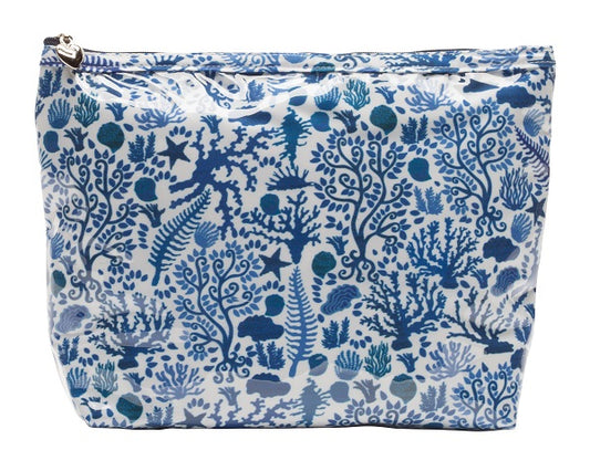 Cosmetic Bag (Medium), Seashells (Blue)