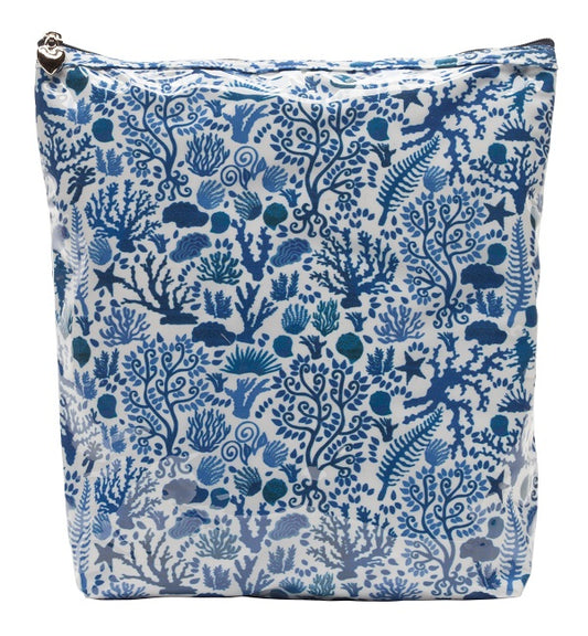 Cosmetic Bag (Large), Seashells (Blue)