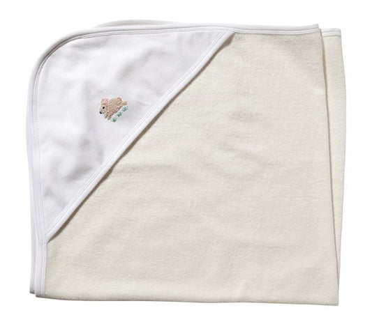 Baby Hooded Towel, White Combed Cotton , Hand Embroidered