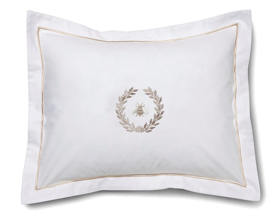 Boudoir Pillow Cover, Napoleon Bee Wreath (Beige)