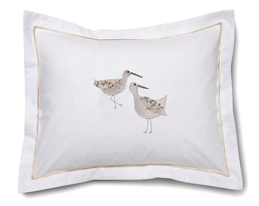Boudoir Pillow Cover, Sandpipers (White, Cream)