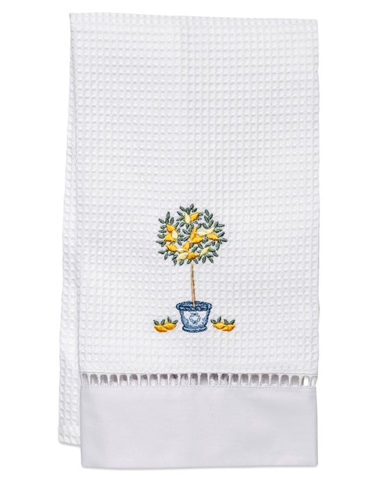 Guest Towel, Waffle Weave, Lemon Topiary Tree