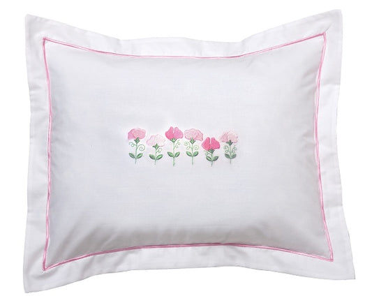 Boudoir Pillow Cover, Row of Sweet Peas (Pink)