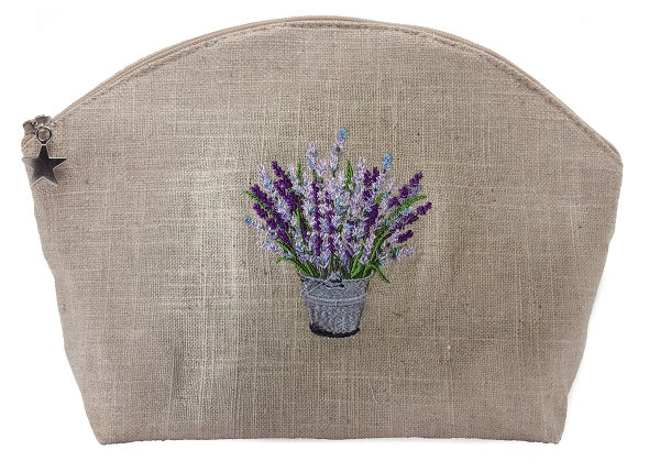 Cosmetic Bag (Large), Natural Linen, Lavender Bucket (Lavender)