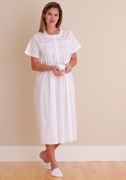 Cathy White Cotton Nightgown