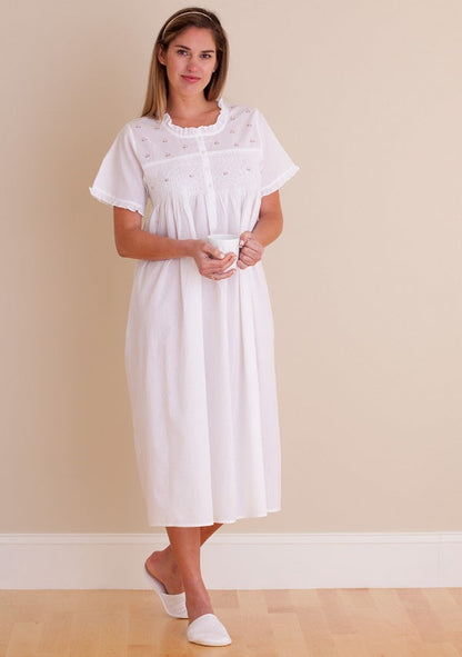 Cathy White Cotton Nightgown