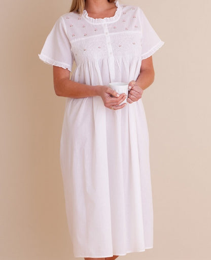 Cathy White Cotton Nightgown