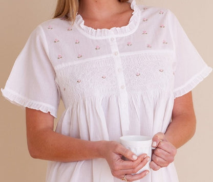 Cathy White Cotton Nightgown