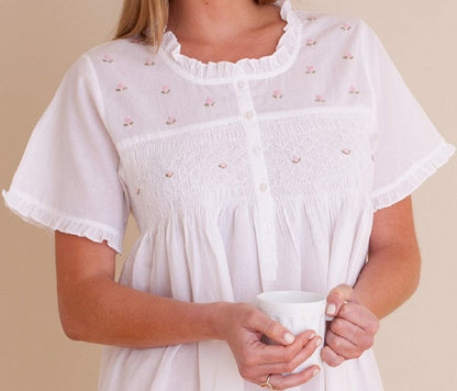 Cathy White Cotton Nightgown