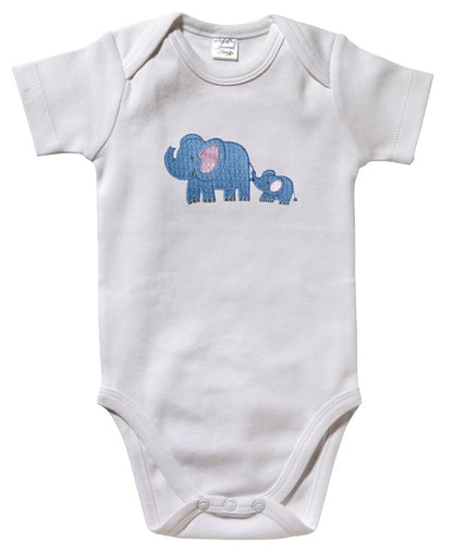 Onesie (Short Sleeve), Elephant & Baby (Blue)