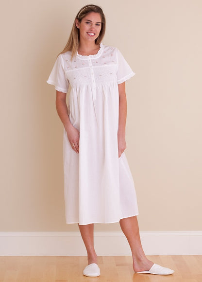 Cathy White Cotton Nightgown