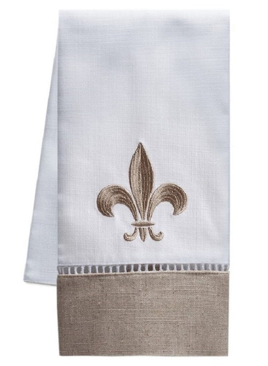 Guest Towel, Combo Linens, Fleur de Lis (Beige)