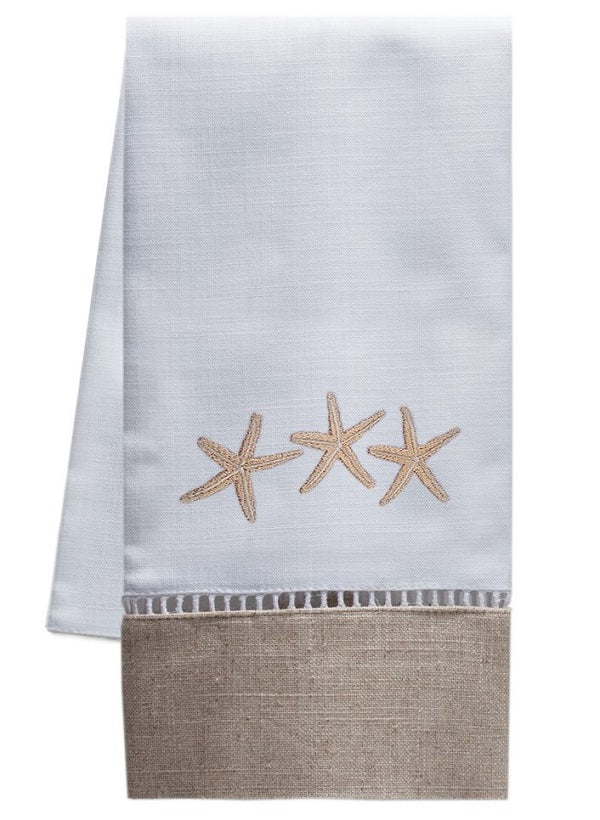 Guest Towel, Combo Linens, Three Starfish (Beige)