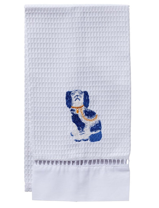Guest Towel, Waffle Weave, Staffordshire Dog (Blue)