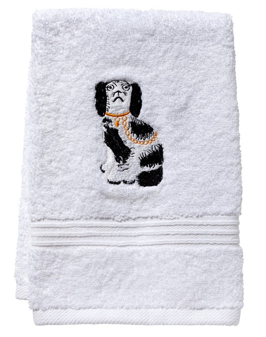 Guest Towel, Terry, Staffordshire Dog (Black)