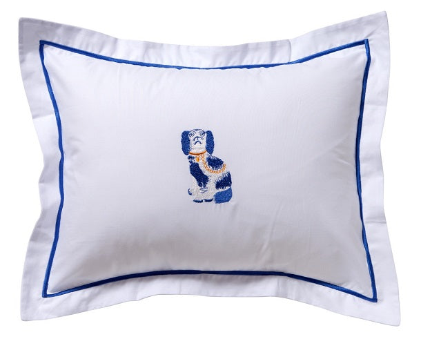 Boudoir Pillow Cover, Staffordshire Dog (Blue/White)