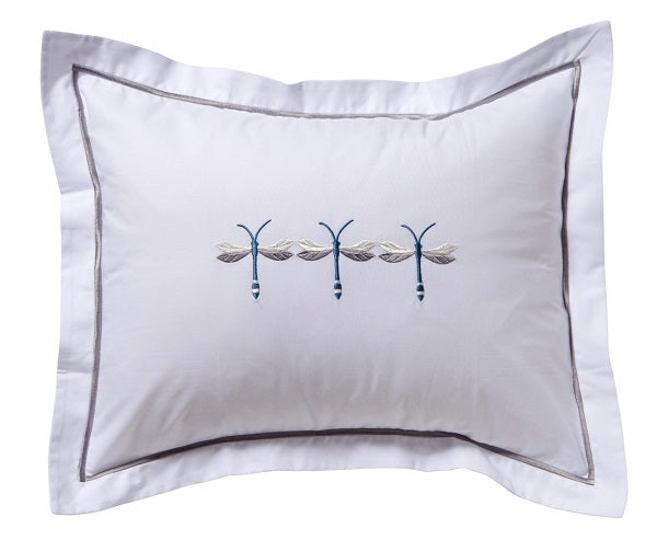 Boudoir Pillow Cover, Three Twilight Dragonflies (Pewter)